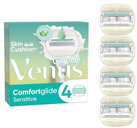 Gillette Venus Comfortglide 5 Sensitive, Rasierklingen Damen, 4 Ersatzklingen