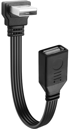 JSADZKJ 90 Grad USB 2.0 Kabel USB A Männlich zu Weiblich flaches kurzes Kabel Unterstützung zum Aufladen/Übertragen Aufwärtswinkel USB-2.0 Verlängerungskabel für Laptop,Tastatur,Drucker-30cm