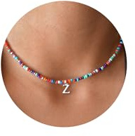 TINGN Bunte Perlenkette für Frauen Mädchen - Handgefertigt Boho Perlen Buchstaben Kette Personalisierte Geschenk für Geburtstag, Geschenke für Frauen Muttertag, Teenager Mädchen Geschenke Schmuck