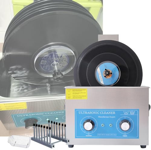 aallwwsso 6.5L Vinyl-Schallplatten-Reiniger - Zweifach-Frequenz-Vibration, Timer & Temperaturkontrolle - Reinigt 1-6 Schallplatten
