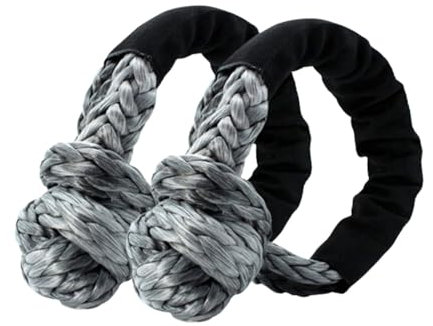 Corde de remorquage 41 000 lbs Manille Souple Synthétique 4X4 Sangle de Remorquage Corde de Protection Manchon Tout-Terrain Robuste pour Camion Robuste et résistant aux intempéries (Couleur: Noir)