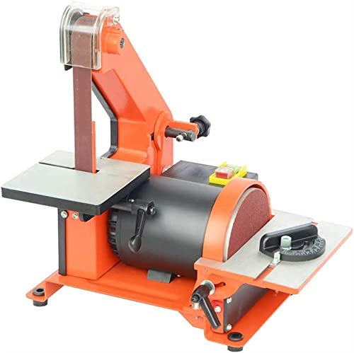 Ponceuse à bande et à disque électrique 350 W, ponceuse à bande électrique, ponceuse d'atelier à vitesse variable de 2950 tr/min, ponceuse à banc en métal de 5 pouces