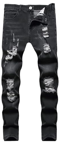 Jeans Skinny Uomo Nero Jeans da Uomo Comfort Stretch Denim Jeans a Gamba Dritta Jeans Aderenti Pantaloni X Compatible with Moto