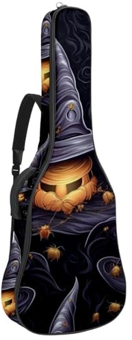 Bassgitarrentasche mit Kunst Halloween Hexenhut 67, Akustikgitarrentasche 101,6 cm E-Gitarrenkoffer, wasserdichte Oxford E-Gitarre Gigbag für akustische klassische Gitarre, Ukulele, Kunst Halloween