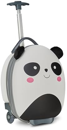 SJ GANG STYLE JAM GANG Trolley Rigido Scuola per Bambini, Fancy Animals, Bianco e Nero, Fantasia Panda, Scuola e Tempo Libero