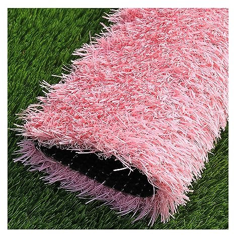 Kunstrasenmatte, 2,5 cm Florhöhe, Rasenteppich mit Drainageloch, verschleißfest, rutschfest, für Haustierspielplatz, Rosa, für den Innen- und Außenbereich