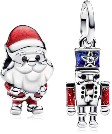 MSPOVOF Coeur Christmas Animaux Charms perles pour bracelets et colliers charms en argent sterling S925 pour Noël anniversaire cadeau de bijoux pour femmes