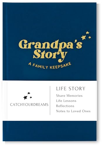 CATCHYOURDREAMS Grandpa's Story Journal (Hardcover) - A Family Keepsake with + 250 Prompts to Share His Life Story and Memories, Father's Day, Birthday