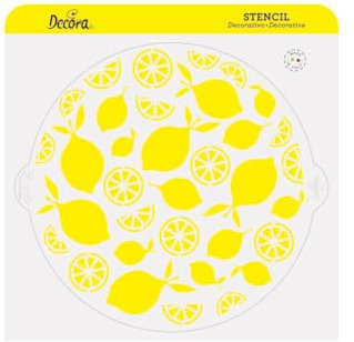 Decora 9270952 Stencil decorativo Limoni, Dim. Ø 25 Cm, in plastica per alimenti; per realizzare disegni su torte, dolcetti e biscotti. Made in Italy