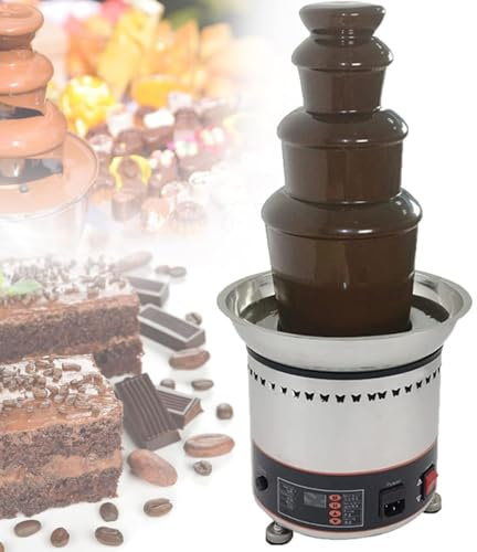 Grande fontaine à chocolat 4/5/6/7 niveaux, fontaine à chocolat à fondue commerciale en acier inoxydable, fontaine à chocolat électrique, machine à fondue au chocolat pour anniversaire et Noël,4Tiers
