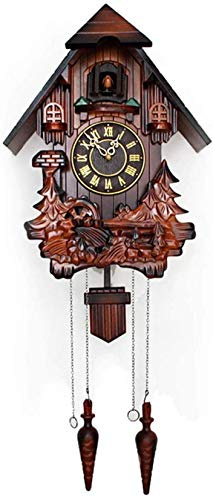 Orologio a cucù al quarzo, realizzato a mano, in legno, design della Foresta Nera, quadrante in plastica, decorazione tradizionale per la casa, orologio unico per soggiorno o cabina.