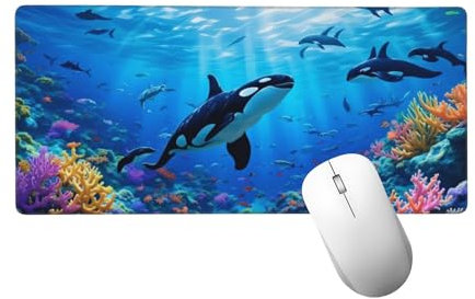 Tiburón Alfombrilla Ratón XXL 1400x600 mm, Alfombrilla Escritorio Mouse Pad de Goma Antideslizante, Animal Mouse Pad Grande Gaming, Alfombrilla Antideslizante, Desk Mat para Jugadores, Oficina H-960