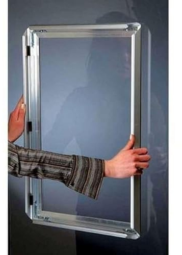 DisplayLager Fenster Alu Klapprahmen doppelseitig - A1 - Silber - 32mm - Plakat-Rahmen für Poster mit Anti-Reflex-Frontplatten