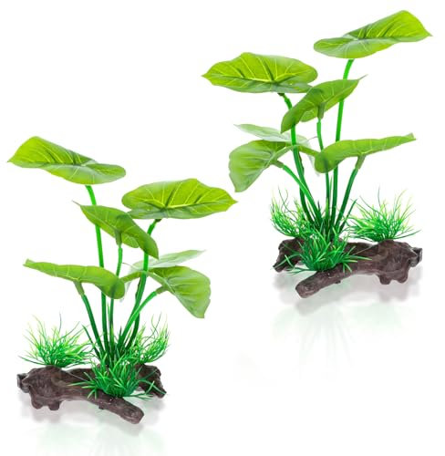 ElevateTech Aquarium Pflanzen Künstlich Aquarium Deko Zubehör, 2 Stück Grüne echt Künstliche Wasserpflanzen Aquariumdeko Realistische Aquariumpflanzen Dekorationen Plastikpflanzen für Aquarien