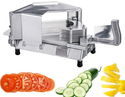 Affettatrice manuale per frutta e verdura, taglia pomodori in acciaio inox da 6,3/4,7 mm, con protezione per le mani e fissaggio al tavolo, affettatrice professionale per alimenti, per patate