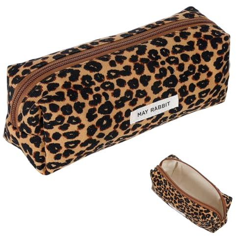 Federmäppchen Cord Stoff, Mäppchen Braun Leopardmuster, Cord Stiftemäppchen, Mäppchen Teenager, Stiftetasche für Mädchen und Jungs, Schlamppermäppchen, Pencil Case Aesthetic, Federtasche für Büro