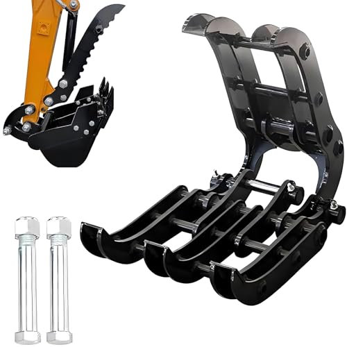 Greiferklemme für Minibagger, Holzgreiferhaken, Zubehör für Bagger, Spannweite: 90 mm, Lochdurchmesser: 25 mm, Radstand: 90 mm