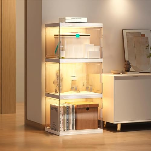 Glasvitrine, Vitrinen für Sammlerstücke, Eckschrank, Kurio, China, Bücher, Vitrine, Aufbewahrungsregale mit Acrylglastür, Acr (Größe: 40 x 32 x 94 cm)