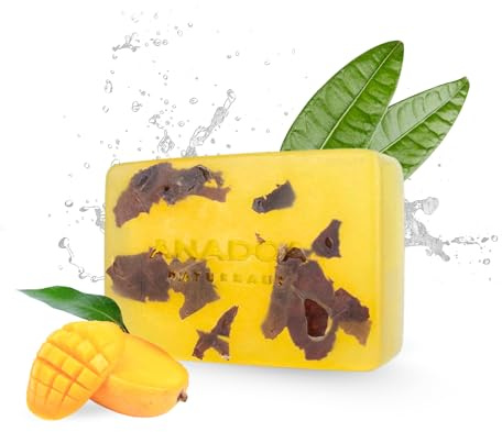 Anadoa Mango Seife | Handgemachtes pH-neutrales Pflanzen-Seifenstück mit Mangoöl & Vitamin C | Regenerierend, antioxidativ & feuchtigkeitsspendend – Für trockene & reife Haut