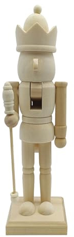Kashyke Nussknacker Figur aus Holz zum Selbstgestalten 26cm, Weihnachts Dekofigur zum Bemalen - Weihnachtsfigur Adventsfigur Holzfigur Holzsoldat DIY Tisch Deko Austeller (B)