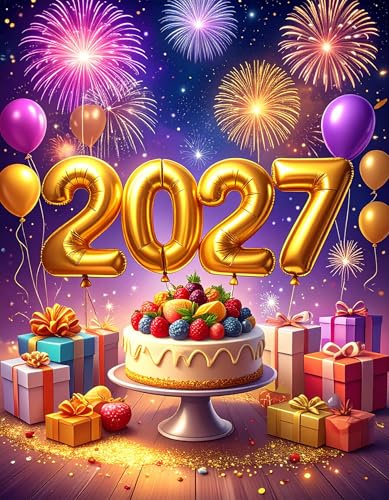 Genérico Tarjeta A5 – Tarjeta de Nochevieja 2027, tarjeta de felicitación de Año Nuevo
