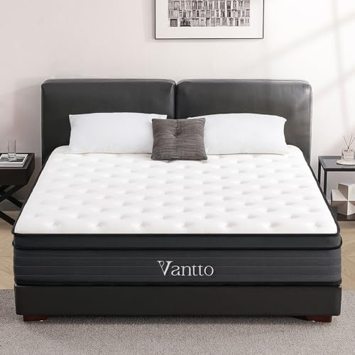 Vantto King Size Mattress 5FT, 10 Inch Memory Foam Hybrid Mattress with Breathable Fabric and Pocket Spring for Motion Isolation, Medium Firm, 150x200x25 cm