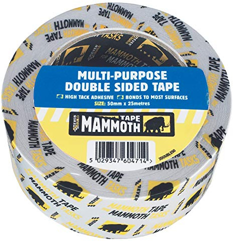 Everbuild Mammoth Multi Purpose Double Sided Tape – High Tack – Multi-Purpose – Clear – 50mm x 25m Roll