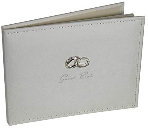 Wedding Guest Book - Amore Suede Guest Book with Silver Rings