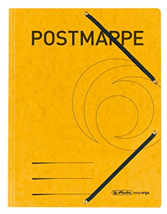 herlitz 11255593 Einschlagmappe A4 mit Gummizug, Postmappe, gelb, 1 Stück