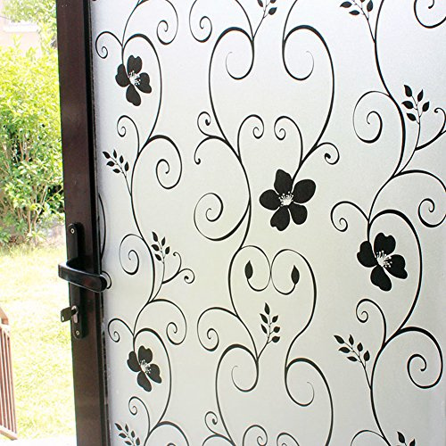 DUOFIRE Privatsphäre Fensterfolie Dekorfolie Sichtschutzfolie Ohne Kleber Selbstklebend Glas Fenster Aufkleber Anti-UV Folie (60cm X 200cm, DP014B)