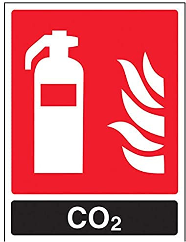 vsafety 11030 an-s Feuerlöscher Schild, CO2 ID, selbstklebend, Hochformat, 150 mm x 200 mm x 200 mm, schwarz/rot