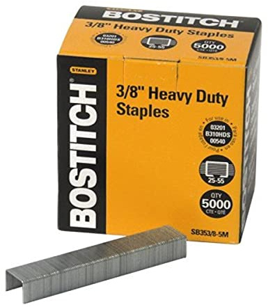 Bostitch Office Heavy Duty Premium Staples, 25-55 Sheets, 0.375 Inch Leg, 5,000 Per Box (SB353/8-5M)