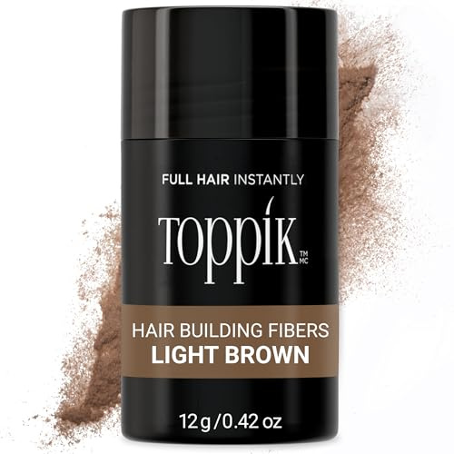 Toppik Hair Building Fibers, Light Brown, 12g Fill In Fine or Thinning Hair, Instantly Thicker, Fuller Looking, 9 Shades for Men & Women, Keratin Protein Formula