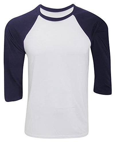 T-shirt de base-ball à manches 3/4 pour hommes - Blanc - Small