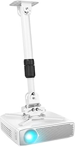 Duronic Projector Mount Stand for Ceiling or Wall Bracket PB06XL | 13.6kg Capacity | Extendable Universal Heavy Duty Adjustable Clamp | Tilt Swivel Rotate | White