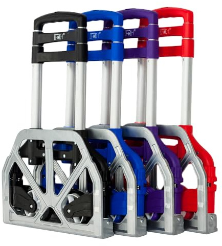 FCH Folding Hand Truck, Aluminum Portable Folding Hand Cart,165lbs Capacity Hand Cart and Dolly Ideal for Home, Auto, Office,Travel Use, Red