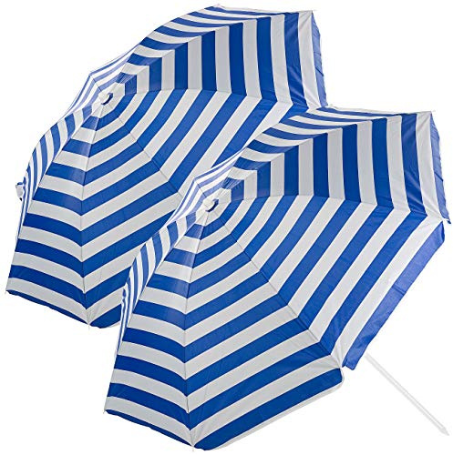 Royal Gardineer Reisesonnenschirm: 2er-Set Sonnenschirme 2-teilig mit Sonnenschutz UV30+, Tasche, Ø160cm (Camping-Sonnenschirm, Badesee, Reise)
