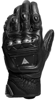 Dainese - 4-Stroke 2 Gloves, Guante de Moto Corto, Guante de Moto de Cuero, Protectores de Nudillos, Hombre, Negro/Negro, L