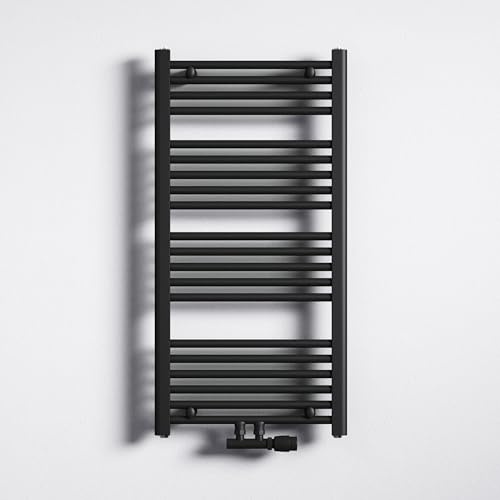 Mai & Mai Badheizkörper Badheizung Heizkörper Bad 50x100cm Anthrazit | Handtuchheizkörper für Bad, Seitenanschluss & Mittelanschluss Handtuchtrockner Röhrenheizkörper
