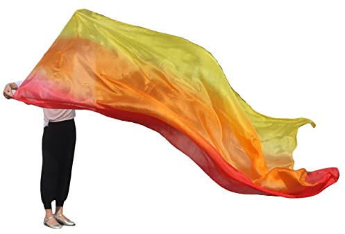 Winged Sirenny Bauchtanz Schleier aus Echter Seide Handbemalt 270 x 135cm, Fließender Luxus Bauchtanz-Schal
