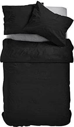Amolavet Winter Bettwäsche 135x200 2teilig Set Schwarz aus Gebürstetem Mikrofaser Winterbettwäsche 135x200 Bettbezug 135 X 200 + Kissenbezüg 80x80 Mit Reißverschluss für Einzelbett