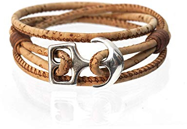 Wickelarmband LUNA aus Kork – Anker-Armband mit Anker-Verschluss – Korkarmband für Damen und Herren in Geschenk-Box