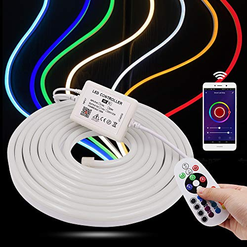 XUNATA 10m Luz de Neón WiFi RGB con Control Remoto, 220 V Impermeable y Tira de LED Flexible, Sincronización de Música, Control de Aplicaciones