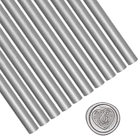 Wachs-Siegel-Stick, ANBOSE 10pcs Klebepistole Wachs-Siegel-Sticks für Wachs-Siegel-Stempel, Wachs-Siegel-Stäbe für Hochzeit Einladungen, Briefumschläge(Silver)