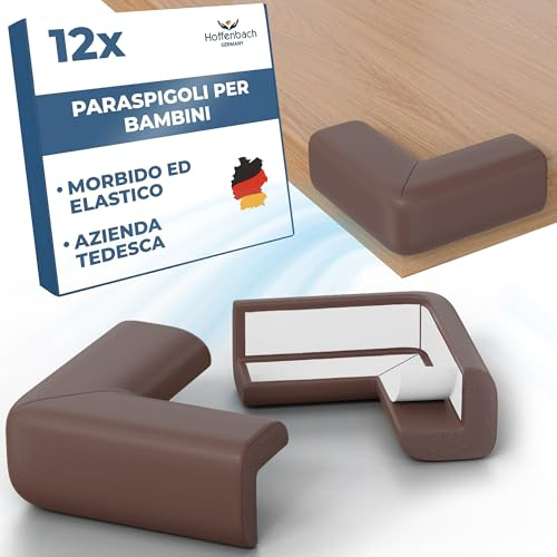 Hoffenbach 12x Protection pour Bébé – Coussin de Sécurité en Mousse Adhésive pour Angles de Table, Bureau et Étagères – Protège-Tête pour Enfant – Marron