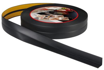 ProfiPVC Rodapié flexible autoadhesivo PVC 18x18mm 15m Negro | PVC flexible autoadhesivo para juntas, bordes y esquinas, fácil de cortar e instalar sin taladrar, para cocina y baño