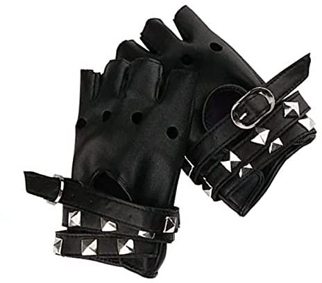 XCSJ Guanto In Pelle Da Donna Punk, Gotici, Da Prestazione, Adatto Per Halloween, Festival, Cosplay, Fit Palm Circonferenza Meno di 6.7 in / 17 cm