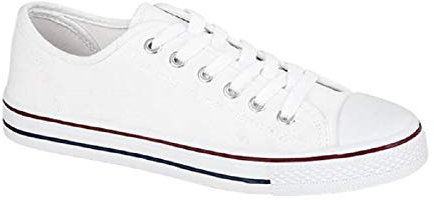 GladRags Women's Ladies Girls Low Top Canvas Trainers, Pumps, Plimsolls White Size 6