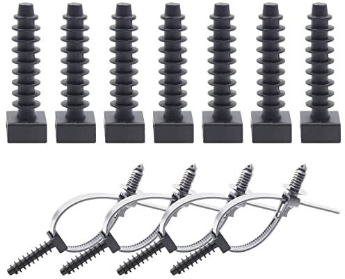 Biqing 100PCS Black Cable Tie Mounts, Up to 9mm Width, Masonry Screw Mounts for Cable Management