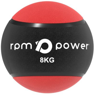 RPM Power Medicinbollar – gummimedicin väggboll med halkfritt grepp för smällning, kastning, studsning, tyngdlyftning, korsspänning, plyometri (8 kg, röd)
